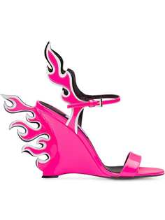 Prada Flame Wedge Sandals