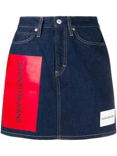 Calvin Klein Jeans джинсовая юбка с заплатками с логотипом