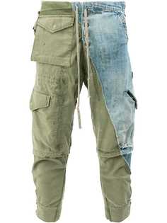 Greg Lauren брюки карго с джинсовой панелью