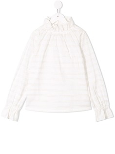 Familiar ruffle neck striped top