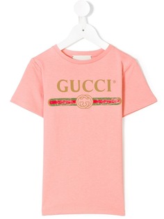 Gucci Kids футболка с принтом логотипа