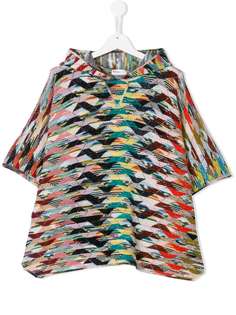 Missoni Kids пончо с капюшоном и узором зигзаг