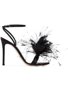 Gianvito Rossi атласные туфли с перьями