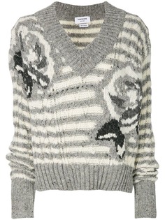 Thom Browne пуловер с узором интарсия и V-образным вырезом