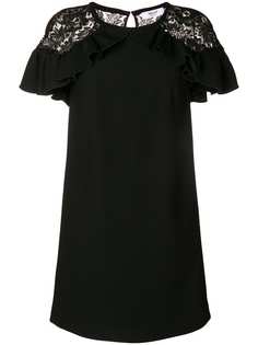 Blugirl платье с гипюровыми вставками и оборками на плечах