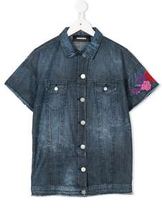 Diesel Kids джинсовая рубашка с вышитыми цветами