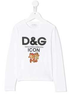 Dolce & Gabbana Kids футболка с отделкой пайетками Look at me