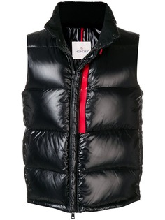 Moncler пуховый жилет с контрастной полоской