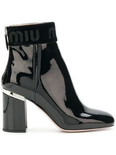 Miu Miu лакированные ботильоны с логотипом