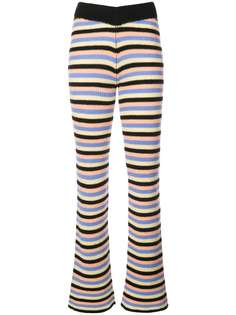 The Elder Statesman ribbed striped flared trousers
