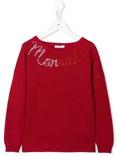 Monnalisa свитер с логотипом с заклепками