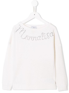 Monnalisa свитер с логотипом с заклепками