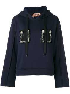 Nº21 толстовка с капюшоном и кристаллами