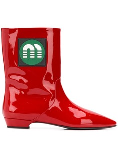 Miu Miu сапоги до середины голени с логотипом