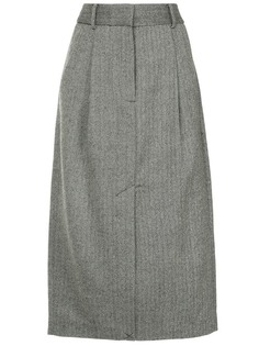 Tibi плиссированная юбка-карандаш с узором елочкой