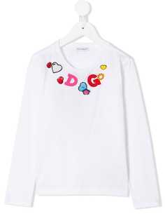 Dolce & Gabbana Kids футболка с декорированной аппликацией логотипа
