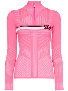 Prada трикотажный топ с высоким воротником с логотипом