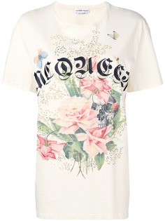 Alexander McQueen футболка с логотипом и цветочным принтом