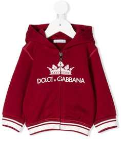 Dolce & Gabbana Kids толстовка на молнии с капюшоном и логотипом