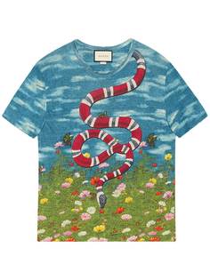 Gucci футболка с принтом змеи