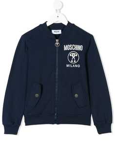 Moschino Kids толстовка на молнии с принтом логотипа