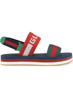 Gucci сандалии в полоску с логотипом