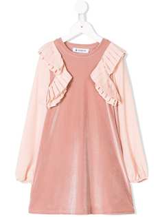 Dondup Kids платье с оборками и длинными рукавами