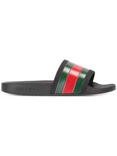 Gucci полосатые шлепанцы