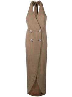 Attico клетчатое платье с вырезом-петлей халтер