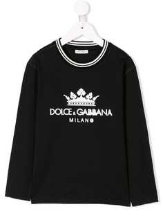 Dolce & Gabbana Kids толстовка с логотипом и полосатой отделкой