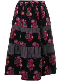 Comme Des Garçons Vintage бархатная юбка с цветочным принтом