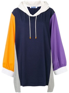 SJYP платье-толстовка дизайна колор-блок с капюшоном