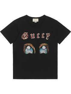 Gucci футболка кроя оверсайз с логотипом Guccy