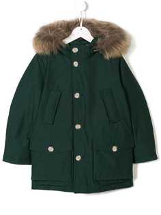 Woolrich Kids парка с капюшоном с меховой оторочкой