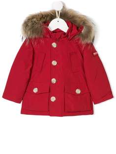 Woolrich Kids пуховая куртка с капюшоном с оторочкой мехом енота