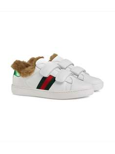 Gucci Kids кроссовки с отделкой из искусственного меха