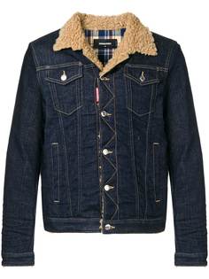 Dsquared2 джинсовая куртка с воротником из овечьего меха