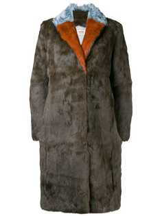 Yves Salomon Meteo contrast collar coat