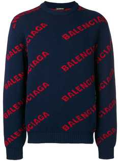 Balenciaga джемпер вязки интарсия с логотипом