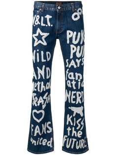 Walter Van Beirendonck Vintage брюки клеш с принтом