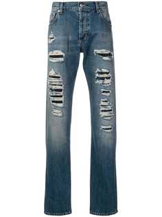 Alexander McQueen прямые джинсы с рваными деталями