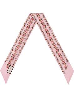 Gucci Roses print silk neck bow