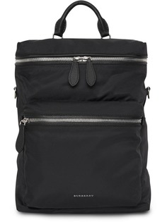 Burberry Zip-top Leather Trim Showerproof Backpack