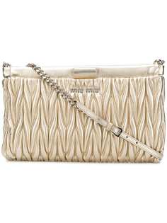 Miu Miu quilted logo clutch bag