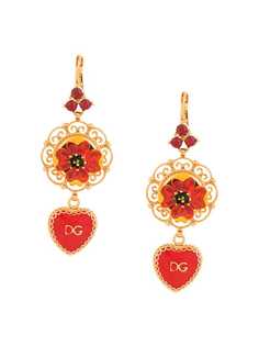 Dolce & Gabbana серьги с подвесками в форме сердец и логотипом DG