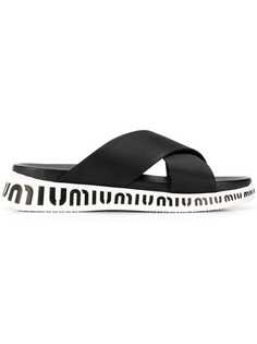 Miu Miu шлепанцы на платформе с логотипом
