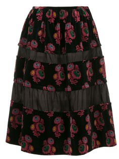 Comme Des Garçons Vintage бархатная юбка с цветочным принтом