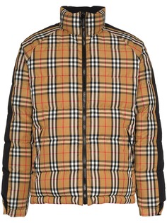 Burberry двусторонняя куртка-пуховик в клетку с логотипом