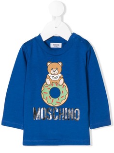 Moschino Kids топ с принтом медведя с пончиком и логотипом