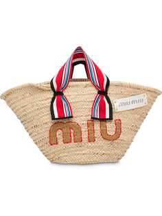Miu Miu плетеная сумка-тоут с полосатыми ручками